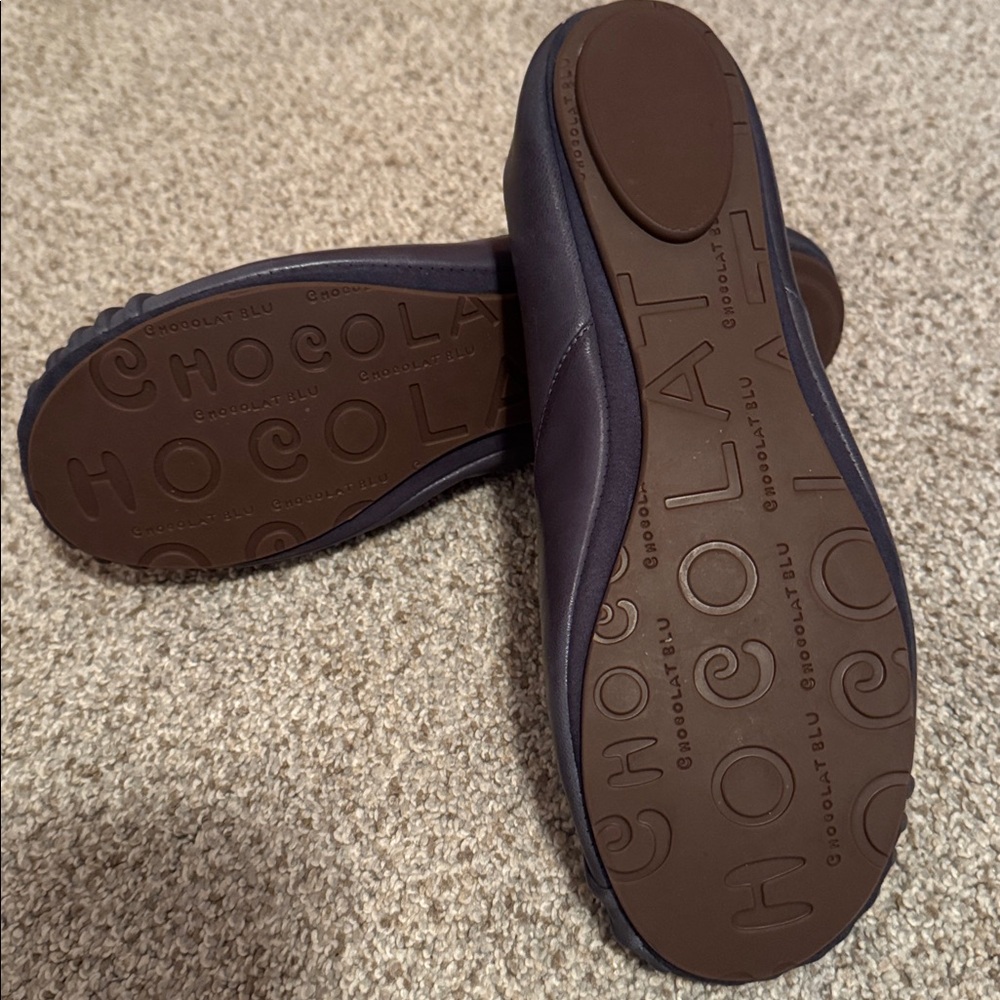 Chocolat Blu Navy Blue Leather Flats - Picture 3 of 6